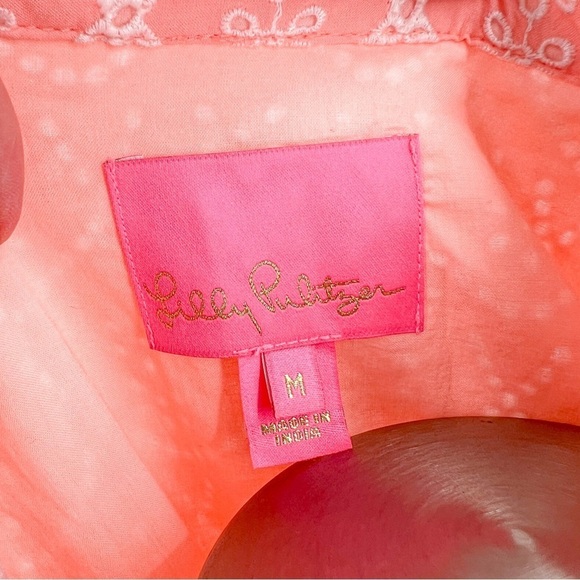 Lilly Pulitzer Briela Dress Peach Hyacinth Floral Arch Eyelet - Picture 3 of 6